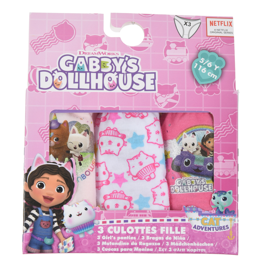 pack 3 braguitas gabby dollhouse