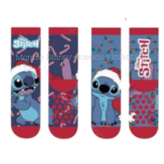pack 2 pares calcetines antideslizantes stitch navideño