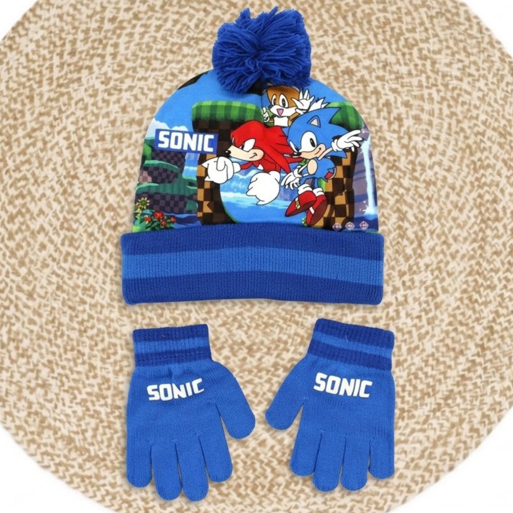 conjunto gorro+guantes sonic