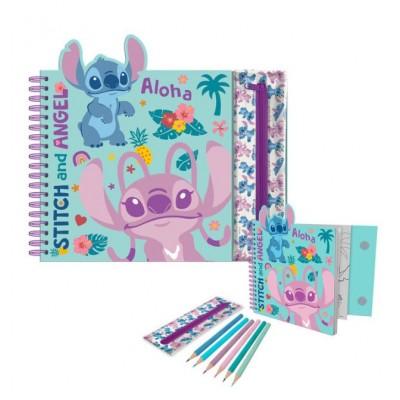 cuaderno actividades con estuche stitch disney